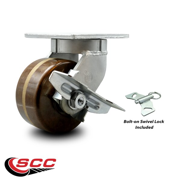 6 Inch Heavy Duty High Temp Phenolic Swivel Caster with Brake and Swivel Lock